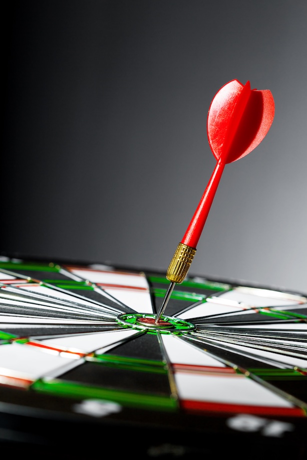 Success hitting target, aim goal achievement concept